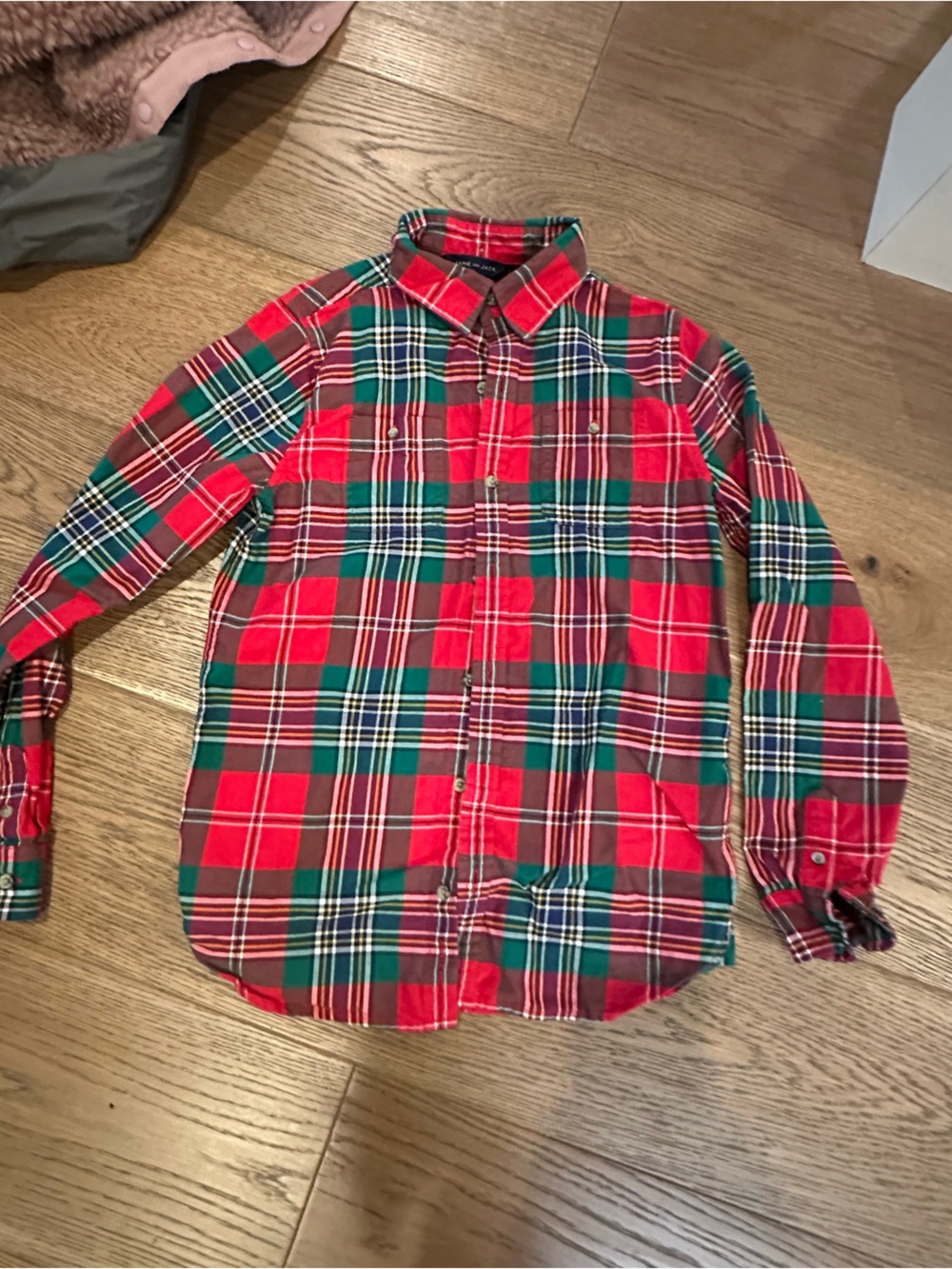 Janie and Jack Red and Green Plaid Button-Down Shirt